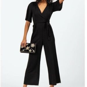 Mi Ami Medium Sparkly Black Wrap Wide Leg jumpsuit